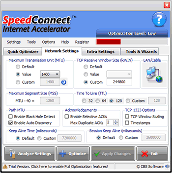 Network Settings Panel