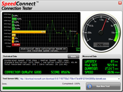 Screenshot for SpeedConnect Connection Tester 7.0